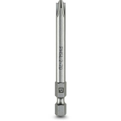 Een zilveren schroevendraaier-inzetstuk voor Torx-schroeven, maat PHS2.70, met zeskante schacht en gegroefde punt voor betere grip.