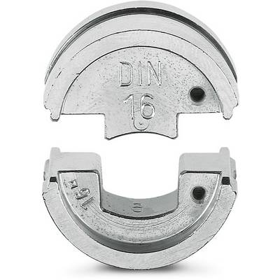 Metalen kabeldoorvoer, verdeeld in twee delen, met de opdruk 'DIN 16'.