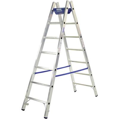 Krause  124906W Aluminium Ladder Incl. gereedschapsvlak Werkhoogte (max.): 3.05 m Zilver, Blauw  6.3 kg