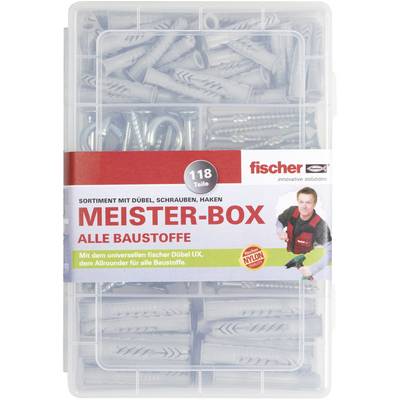 fischer 513894 meister-box met UX-R-pluggen, schroeven, ronde en winkelhaken 118 onderdelen