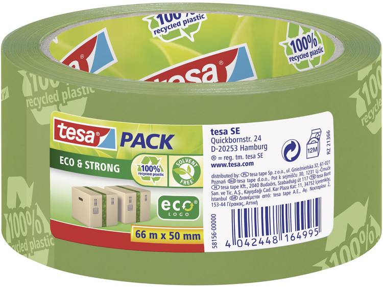 Verpakkingstape Tesa 58156 50mmx66m Eco print groen