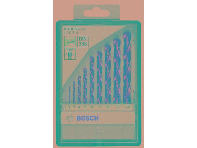 Bosch 2607010536 HSS Metaal-spiraalboorset 10-delig TiN DIN 338 Cilinderschacht 1 set