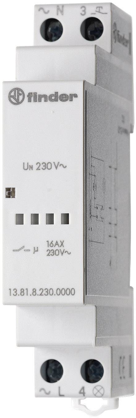 Finder 13.81.8.230.0000 Stroomstootschakelaar DIN-rail 1x NO 230 V/AC 3700 VA 1 stuk(s)