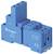Een blauw relaismodule van Finder, type 94.03, met specificatie 10A 250V.