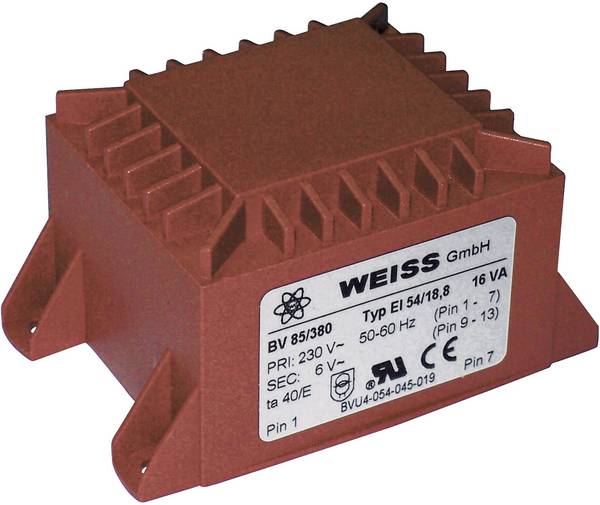 Weiss Elektrotechnik 85/382 Printtransformator 1 x 230 V 1 x 12 V/AC 16 VA 1333 mA