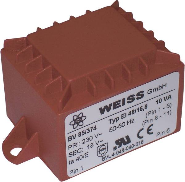 Weiss Elektrotechnik 85/378 Printtransformator 1 x 230 V 2 x 12 V/AC 10 VA 417 mA