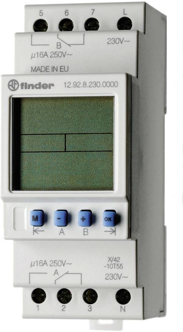 Finder 12.92.8.230.0000 Schakelklok voor DIN-rails 129282300000 230 V/AC Dagprogramma