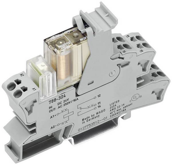 WAGO 788-355 Relaismodule (modulair) Nominale spanning: 24 V/DC Schakelstroom (max.): 16 A 1x NO  1 stuk(s)