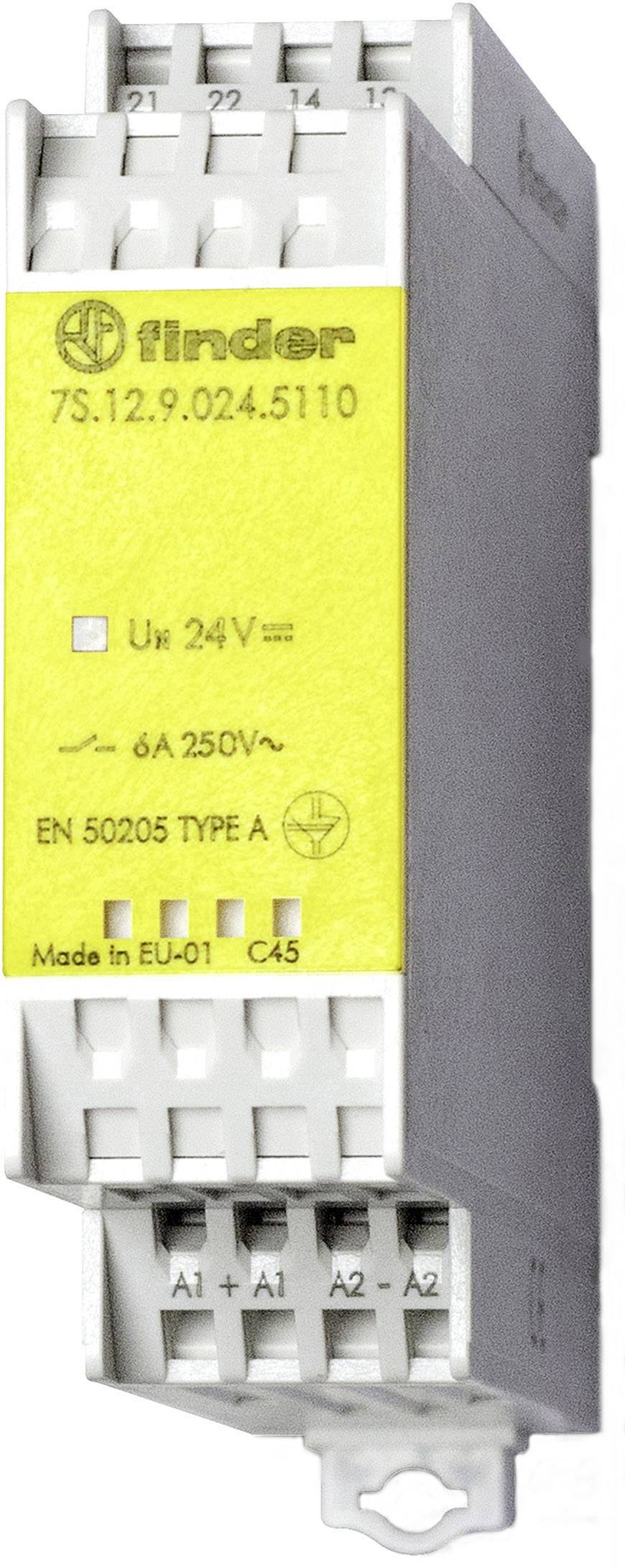 Finder 7S.12.9.024.5110 Industrieel relais Nominale spanning: 24 V/DC Schakelstroom (max.): 6 A 1x NO, 1x NC 1 stuk(s)