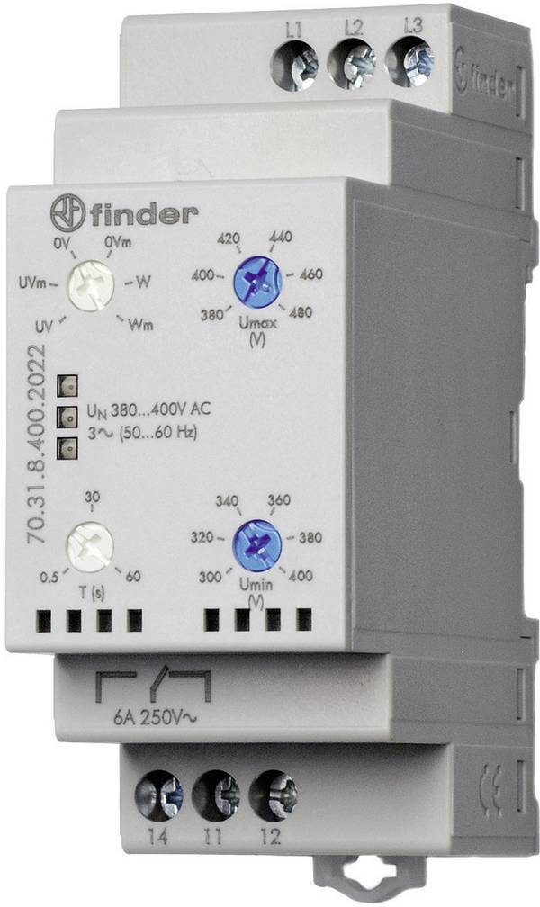 Finder 70.31.8.400.2022 Bewakingsrelais 380 - 415 V/AC 1x wisselcontact  1 stuk(s)