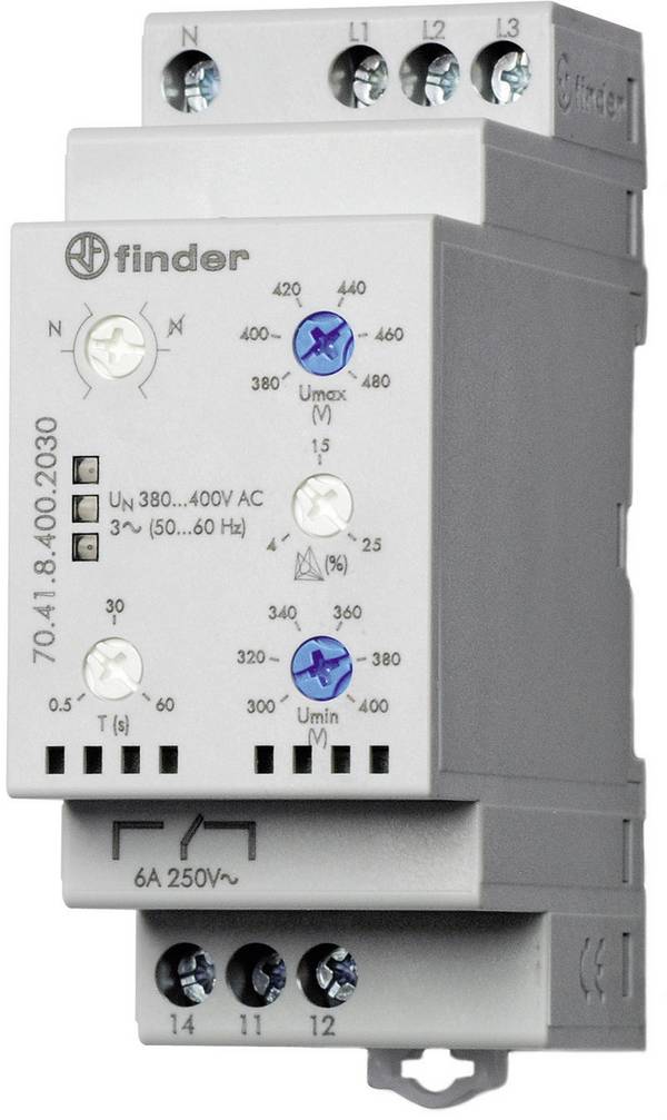 Finder 70.41.8.400.2030 Bewakingsrelais 380 - 415 V/AC 1x wisselcontact  1 stuk(s)