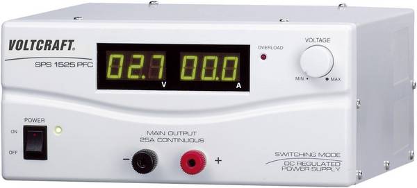 VOLTCRAFT SPS 1525 PFC Labvoeding, regelbaar Kalibratie (DAkkS) 3 - 15 V/DC 2 - 25 A 375 W Remote Aantal uitgangen: 1 x