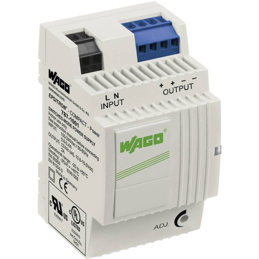 WAGO EPSITRON® COMPACT POWER 787-1001 DIN-rail netvoeding 12 V/DC 2 A 24 W Aantal uitgangen:2 x Inhoud 1 stuk(s)