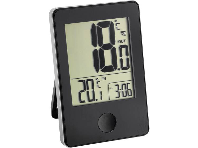 TFA Draadloze thermometer met klok zwart