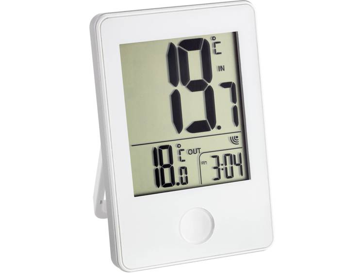 TFA Draadloze thermometer met klok wit