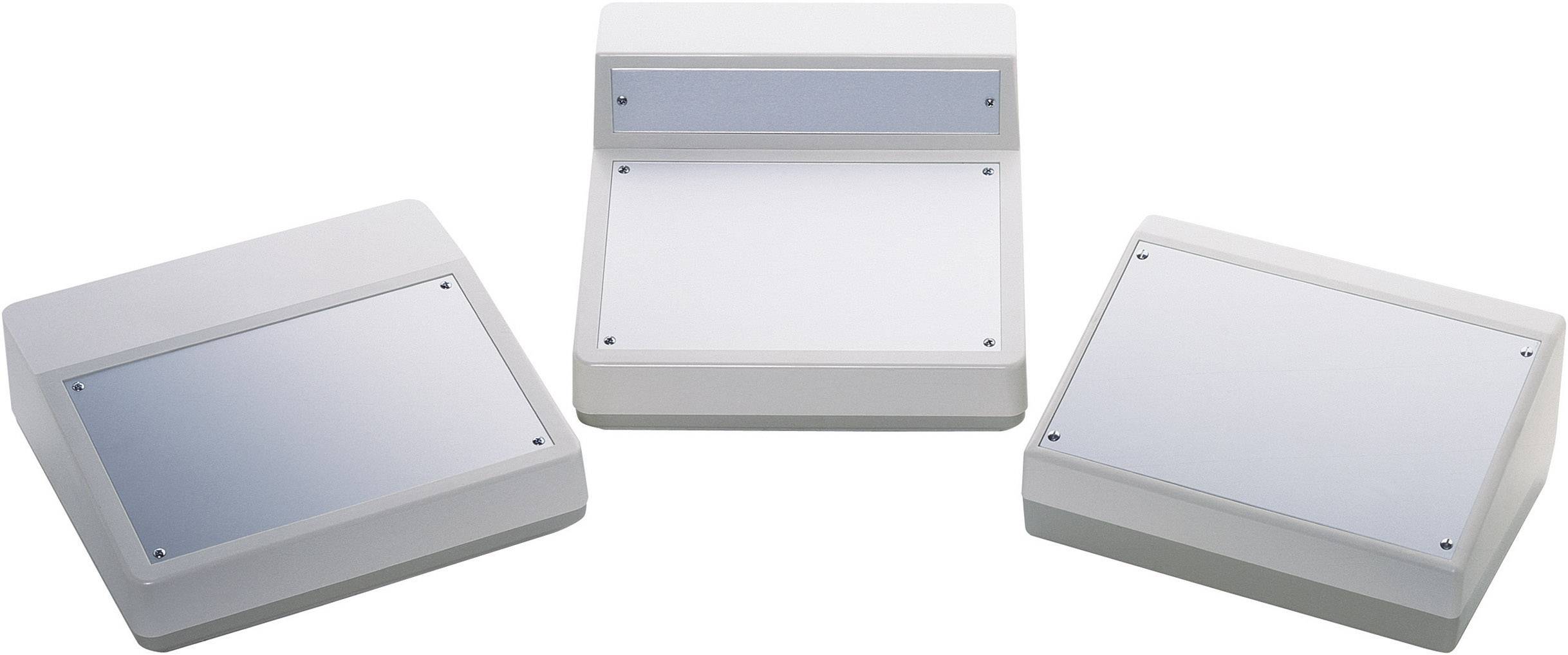 Drie grijze elektronische behuizingen in verschillende vormen en formaten, met platte, rechthoekige oppervlakken en licht afgeschuinde randen.