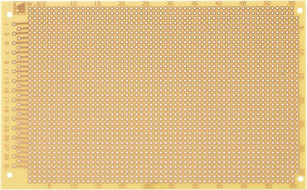 Rademacher WR-Typ 912 Experimenteer printplaat  Hardpapier (l x b) 16 cm x 10 cm 35 µm Rastermaat 2.54 mm Inhoud 1 stuk(s)