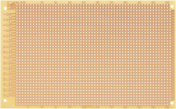 Rademacher WR-Typ 915 Experimenteer printplaat  Hardpapier (l x b) 16 cm x 10 cm 35 µm Rastermaat 2.54 mm Inhoud 1 stuk(s)