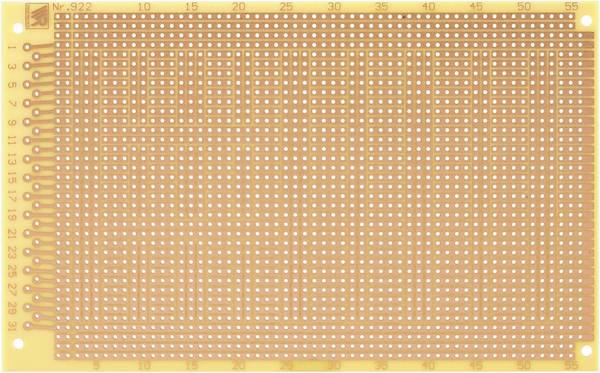 Rademacher WR-Typ 922 Experimenteer printplaat  Hardpapier (l x b) 16 cm x 10 cm 35 µm Rastermaat 2.54 mm Inhoud 1 stuk(s)