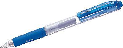 Pentel Hybrid Gel Grip - Intrekbare gelpen - Blauw - Blauw - Transparant - Medium - 0,7 mm - Metaal