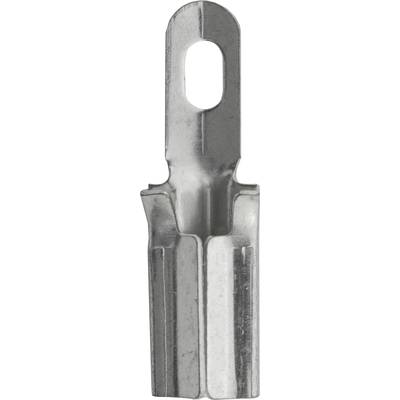 Close-upfoto van een metalen gereedschap met een sleufvormig uiteinde en een ovale opening, mogelijk een snij- of boorgereedschap.