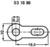 Technische tekening van een platte, langwerpige metalen klem met afmetingen: lengte 53 mm, breedte 18 mm, hoogte 10 mm, gatdiameter 6,2 mm.