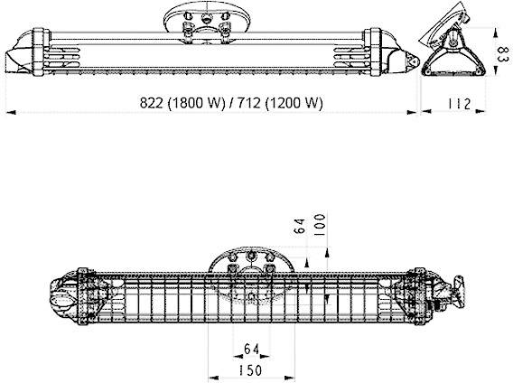 Mo-el FIORE 1800 Halogeen infraroodstraler 1800 W 9 m² Zwart-4