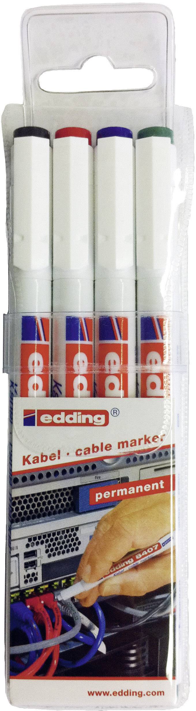 Edding edding 8407 4-8407-4 Kabelmarker Zwart, Rood, Blauw, Groen 0.3 ...