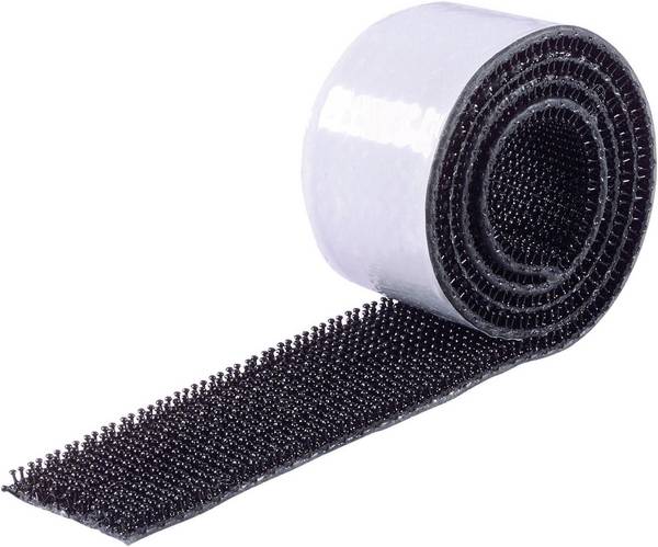 Binder Band 75763-H1 Klittenband Om vast te plakken Paddenstoel (l x b) 500 mm x 25 mm Zwart 1 stuk(s)