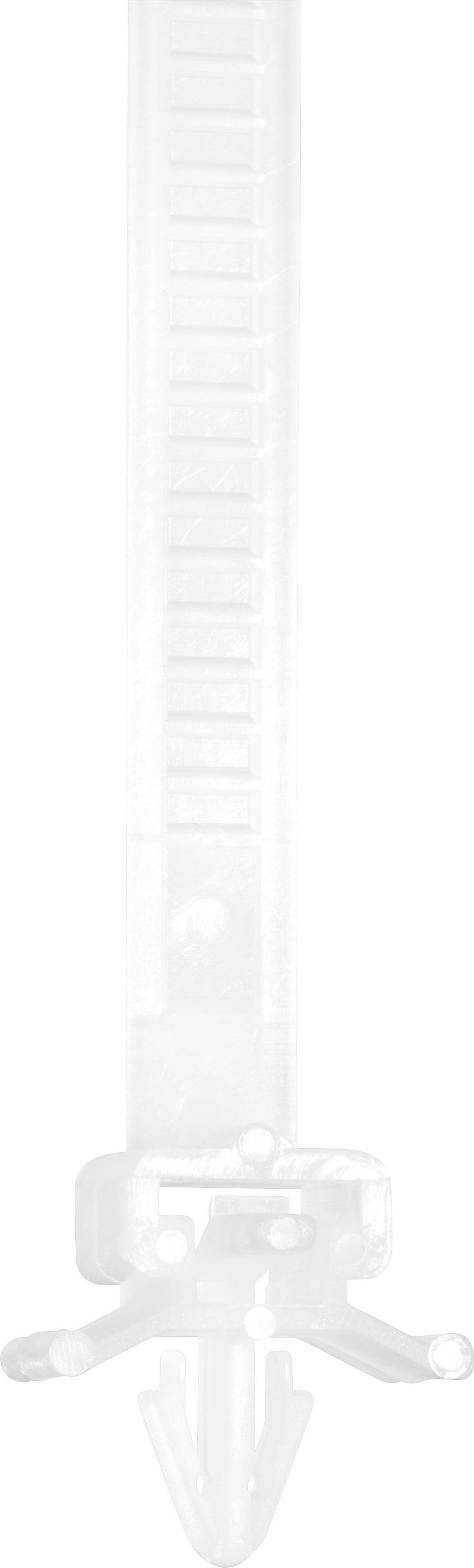 Kabelbinders van helder plastic met pijlpunt voor bevestiging aan oppervlakken.