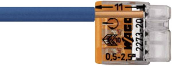 WAGO 2273-203-100 2273 Lasklem Flexibel: 0.5-2.5 mm² Massief: 0.5-2.5 mm² Aantal polen: 3 100 stuk(s) Transparant, Oranje Box