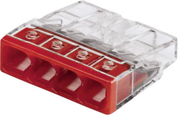 WAGO 2273-204 2273 Lasklem Flexibel: -  Massief: 0.5-2.5 mm² Aantal polen: 4 20 stuk(s) Transparant, Rood