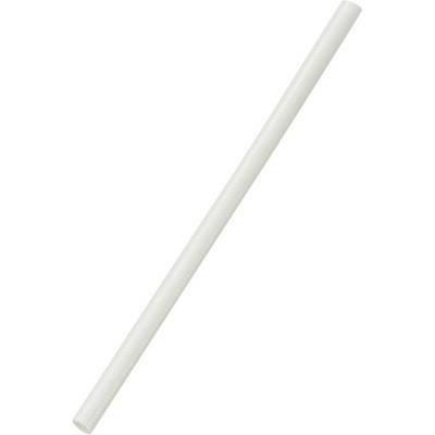 Een witte papieren rietje ligt diagonaal op een lichte achtergrond.