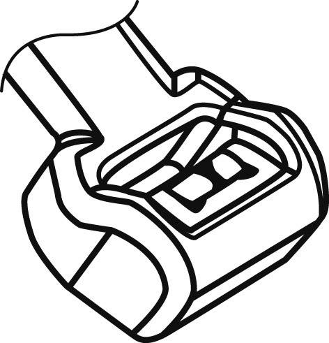 Zwart-witte vectorafbeelding van een gesp in close-up. De gesp toont details van het sluitingsmechanisme.