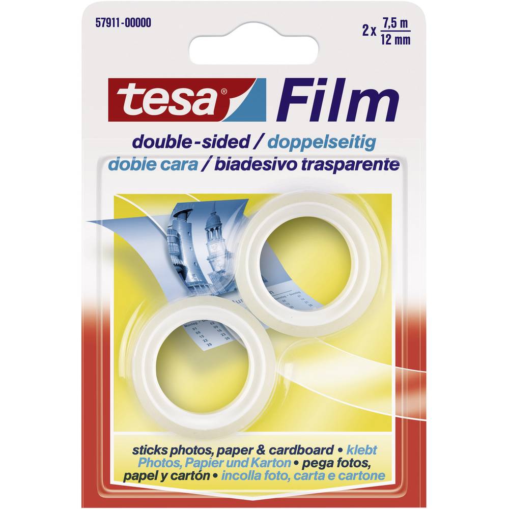 tesa 57911-00000-01 Dubbelzijdige tape tesafilm Transparant (l x b) 7.5 m x 12 mm 2 stuk(s)