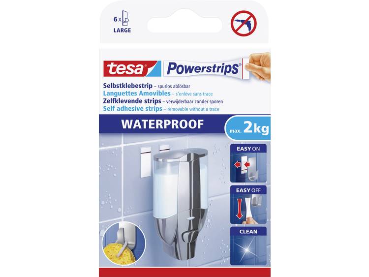 Tesa powerstrips waterproof strips large wit 6 stuks