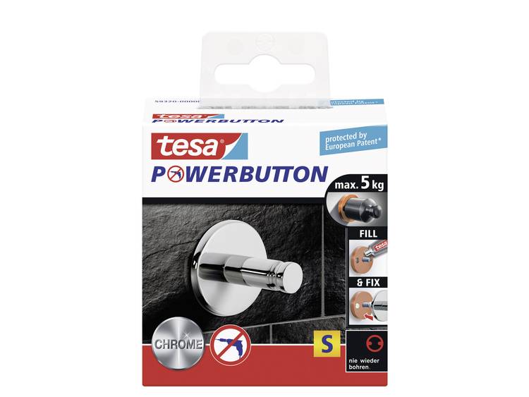 Tesa powerbutton universal haak small chroom