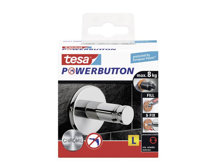 Tesa powerbutton universal haak large chroom