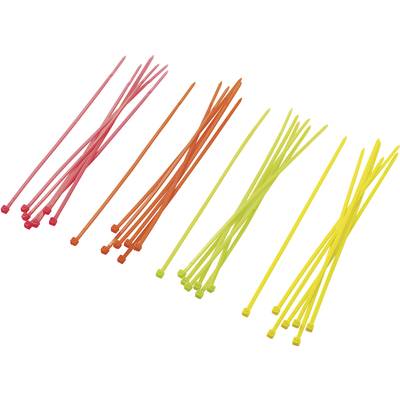 Conrad Components 546074 ST150M Assortiment kabelbinders 150 mm 2.50 mm Neon-groen, Neon-oranje, Neon-geel, Neon-pink  8
