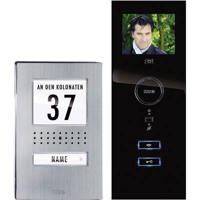 m-e modern-electronics  Vistadoor Complete set voor Video-deurintercom Kabelgebonden Eengezinswoning RVS, Zwart