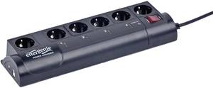 Conrad Gembird EG-PMS2 Programmeerbare overspanningsveilige stekkerdoos 6-voudig Zwart Randaarde stekker 1 stuk(s) aanbieding