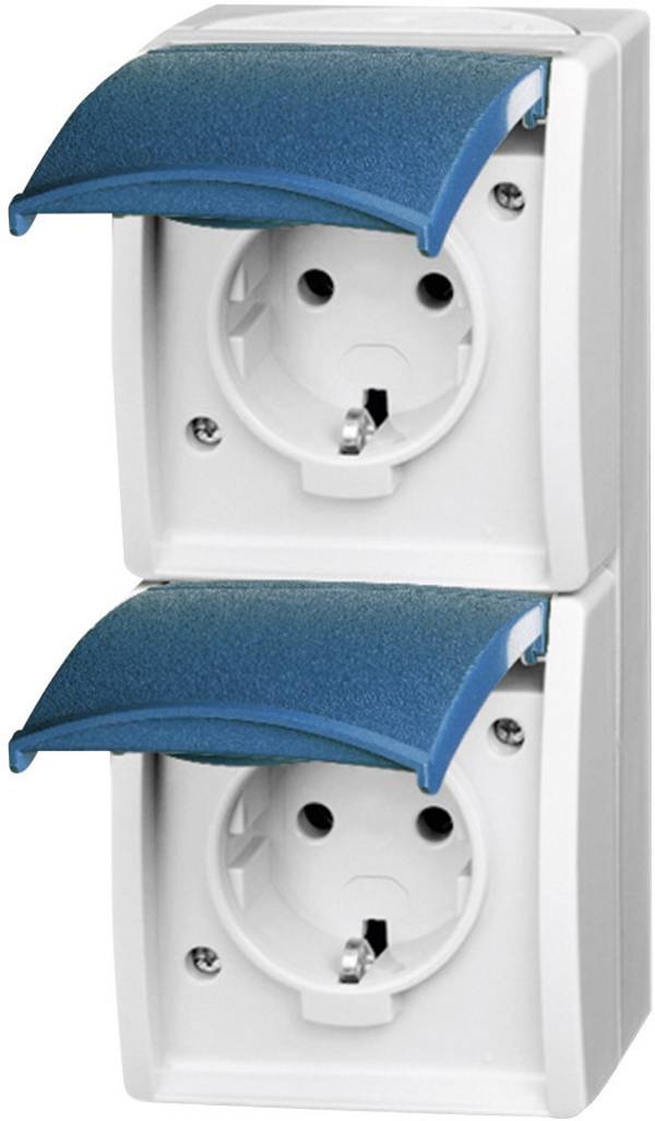 Busch-Jaeger 20-02 EW-53 Ocean (opbouw) Wandcontactdoos dubbel spatwaterdicht Blauw-groen