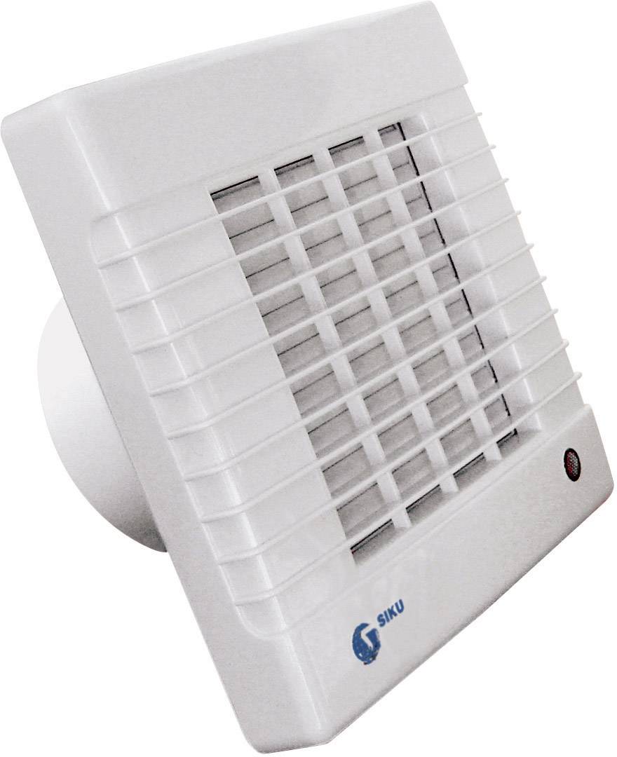 Ventilator voor aan- en afvoer met wit behuizing, rooster aan de voorkant en een klein bedieningspaneel; bestemd voor luchtcirculatie in binnenruimtes.