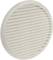Een witte, ronde ventilatierooster met horizontale lamellen, geschikt voor ventilatiesystemen.