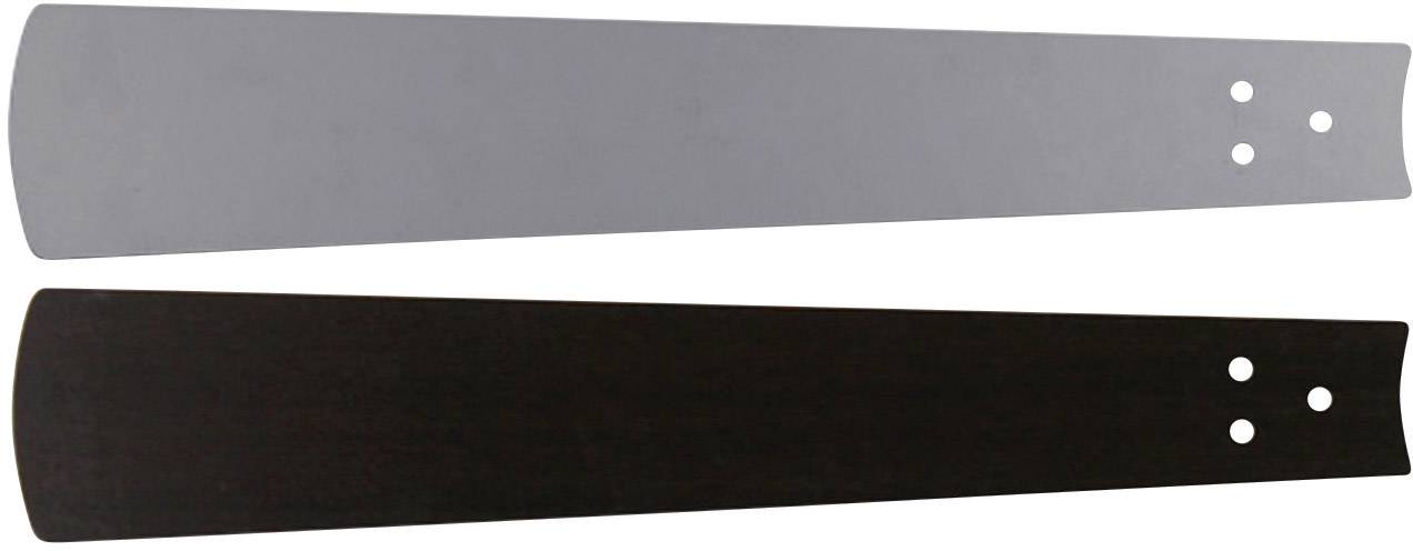 Twee ventilatiebladen, een zilver en een zwart, naast elkaar met elk drie bevestigingsgaten.