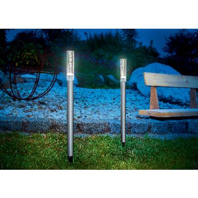 Esotec Tuinlamp op zonne-energie  Twin 102064  Set van 2 stuks LED  Daglichtwit Zilver