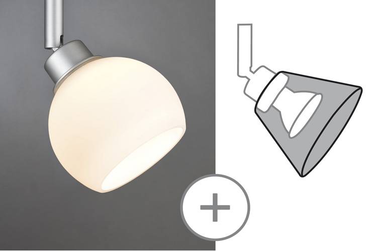Een bollampen aan het plafond; ernaast een schematische weergave van de lamp.