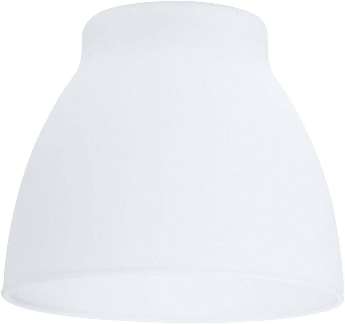 Een witte glazen lampenkap in een kegelvorm.