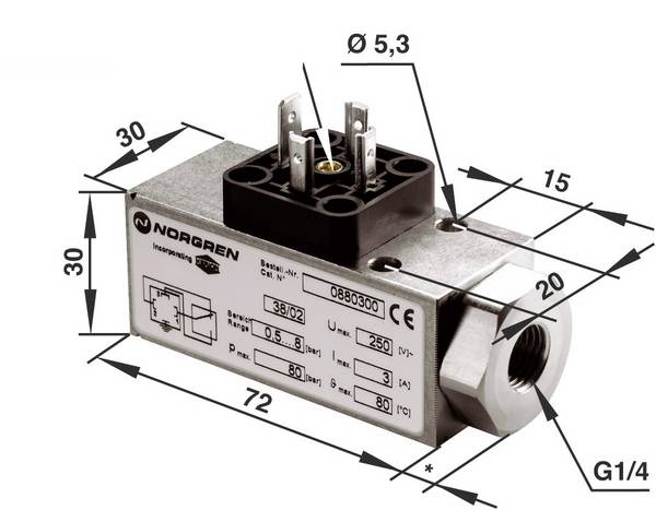 IMI NORGREN Drukschakelaar 0880300000000000  G1/4 0.5 tot 8 bar 1 wisselcontact 1 stuk(s)