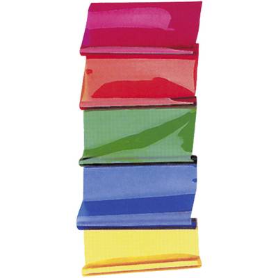Kleurrijke, gestapelde mappen in rood, oranje, groen, blauw en geel.